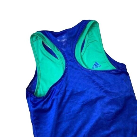Adidas Reversible Workout Tank Climalite Green Blue Size Small - Picture 9 of 9